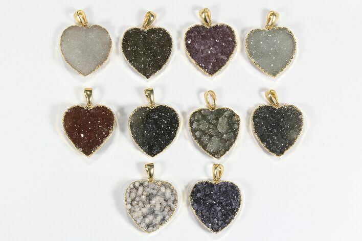 Lot: Druzy Amethyst Heart Pendants - Pieces #78434